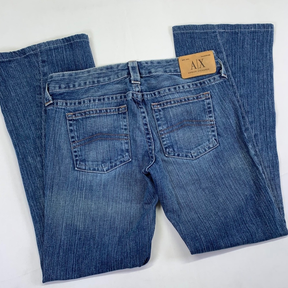Armani Exchange Women's Blue Flared Wide Leg Jeans